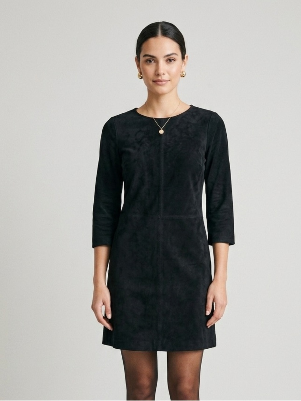Alice + Olivia Sz 4 Lamb Leather Black Classic Feminine Minimalist Dress